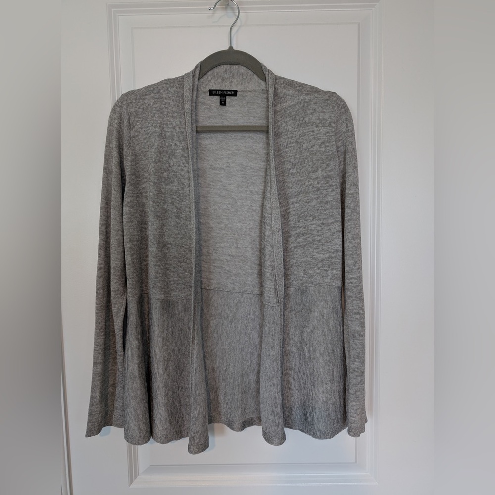 Eileen Fisher Women’s Open Front Linen Blend Cardigan Gray Size XS